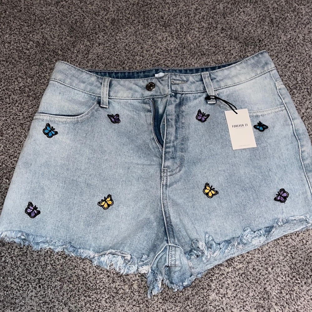 Forever 21 Butterfly Denim Shorts